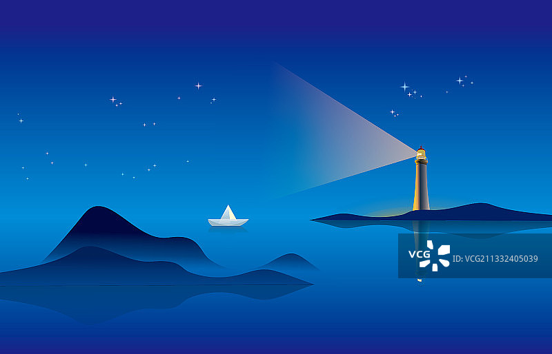 夜空下的灯塔图片素材