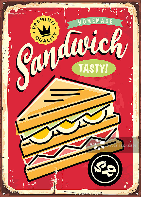 自制三明治复古标牌图片素材