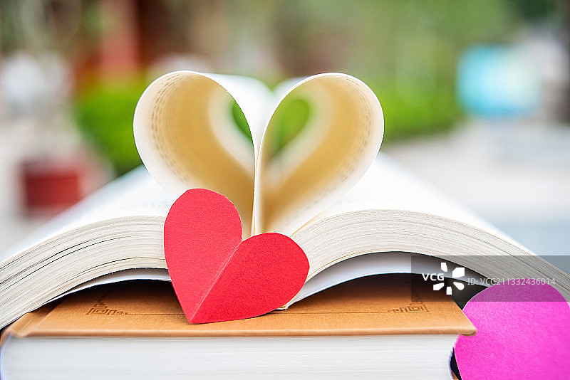 心理学概念图，一颗红心和一堆书图片素材