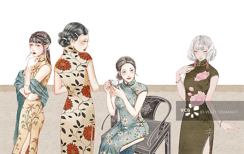 旗袍女子图片素材