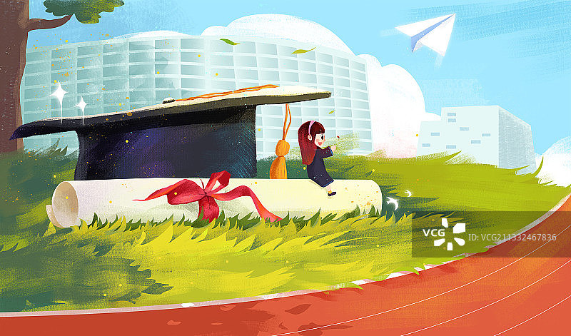 创意青春毕业季博士帽插画图片素材