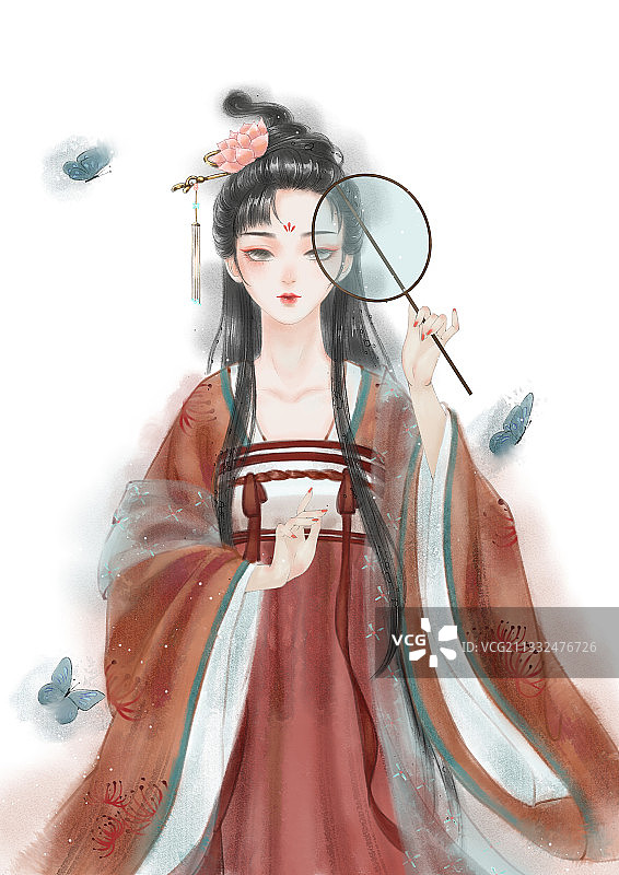 水墨女子图片素材