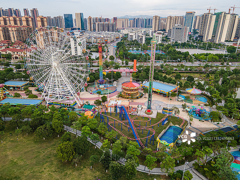 广东省河源市儿童公园航拍景观图片素材
