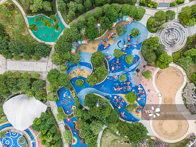 广东省河源市儿童公园航拍景观图片素材