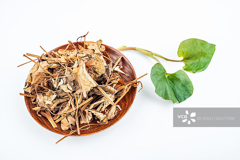 鲜的鱼腥草和晒干的鱼腥草图片素材