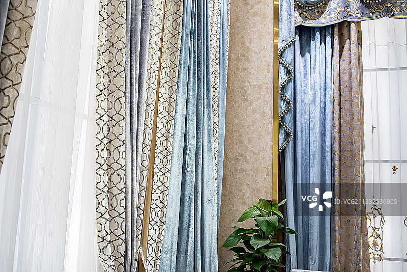 绒布面料窗帘室内布艺设计图片素材