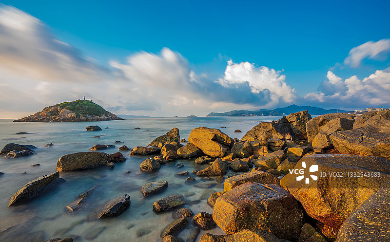 江门台山 上川岛飞沙滩风景区 日出风光 慢门摄影图片素材