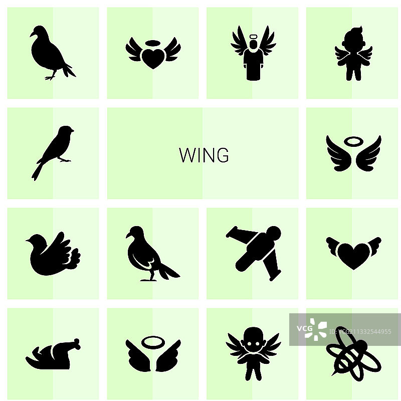 14个翅膀图标图片素材