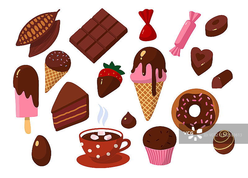 纸箱风格巧克力糖果套装图片素材