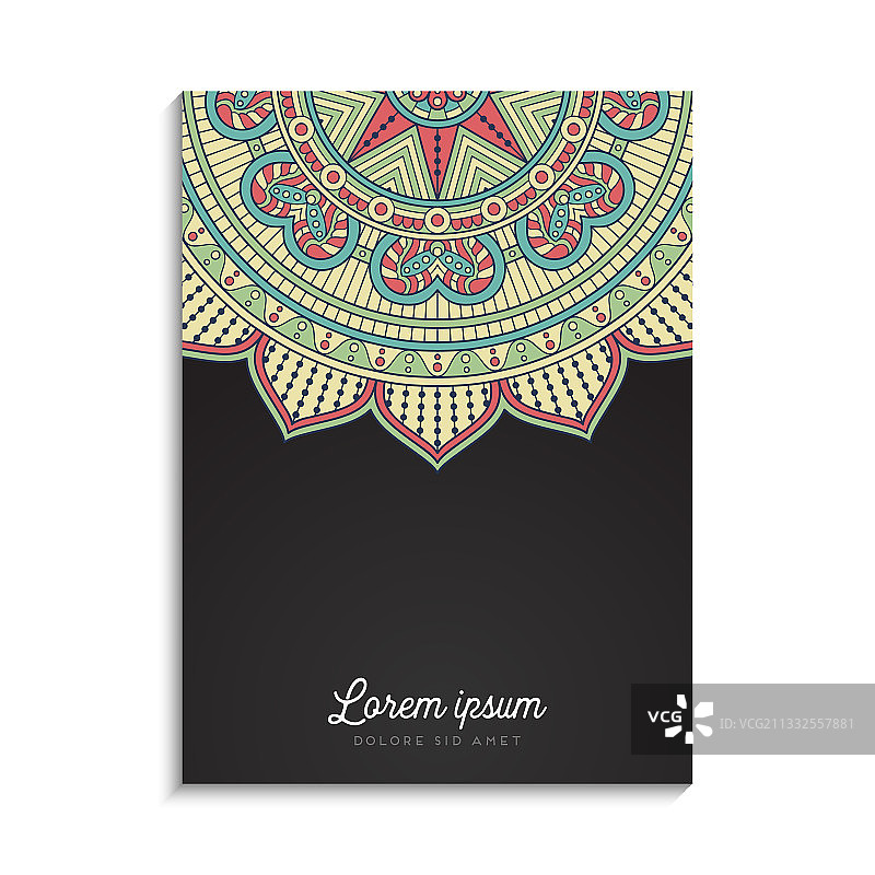 色彩丰富的背景与曼陀罗设计图片素材