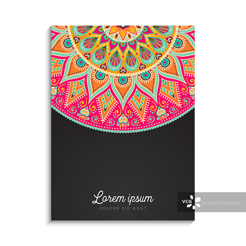 色彩丰富的背景与曼陀罗设计图片素材