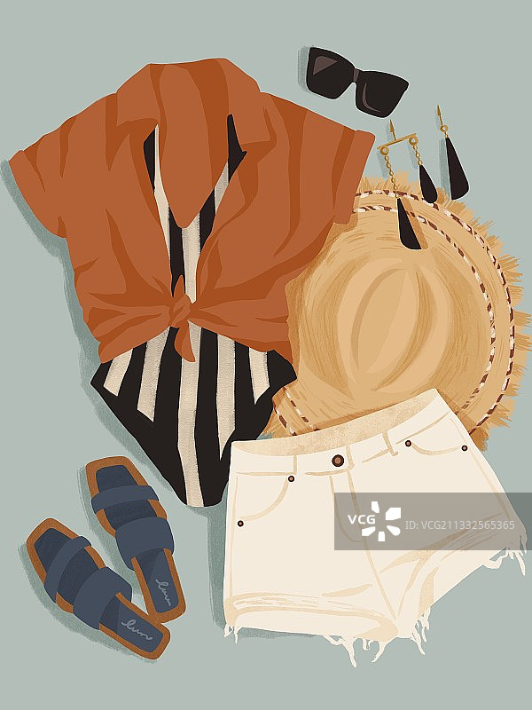 扁平手绘-穿搭插画图片素材