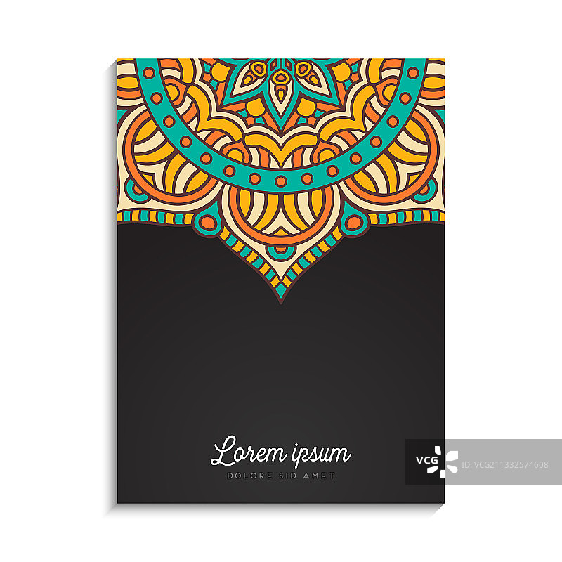 色彩丰富的背景与曼陀罗设计图片素材