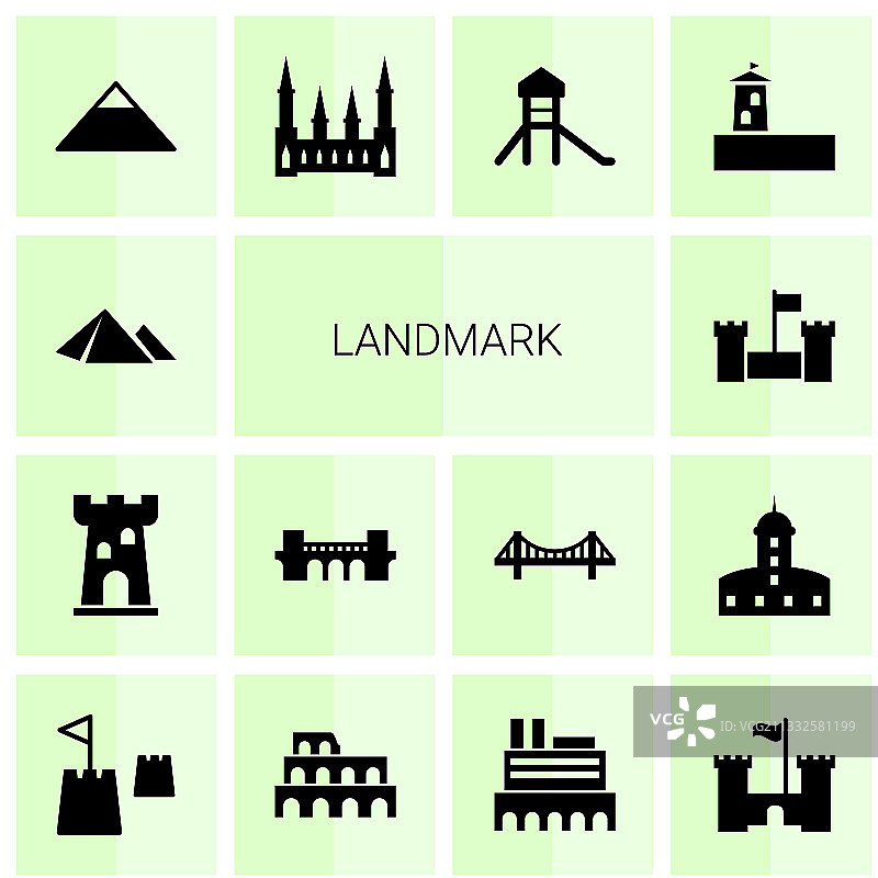 14个地标图标图片素材