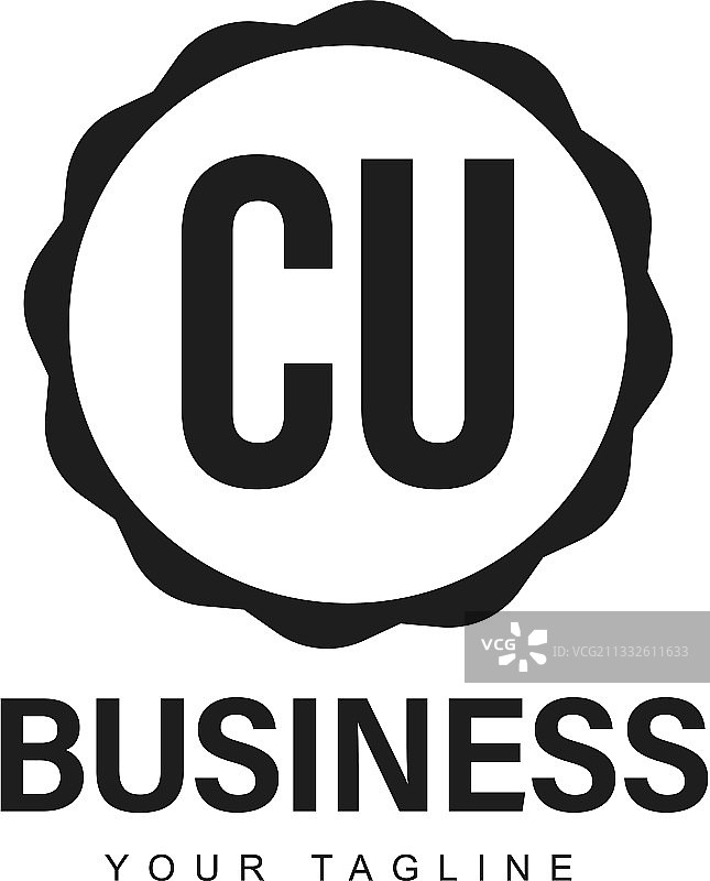 具有抽象风格的CU首字母标志设计图片素材
