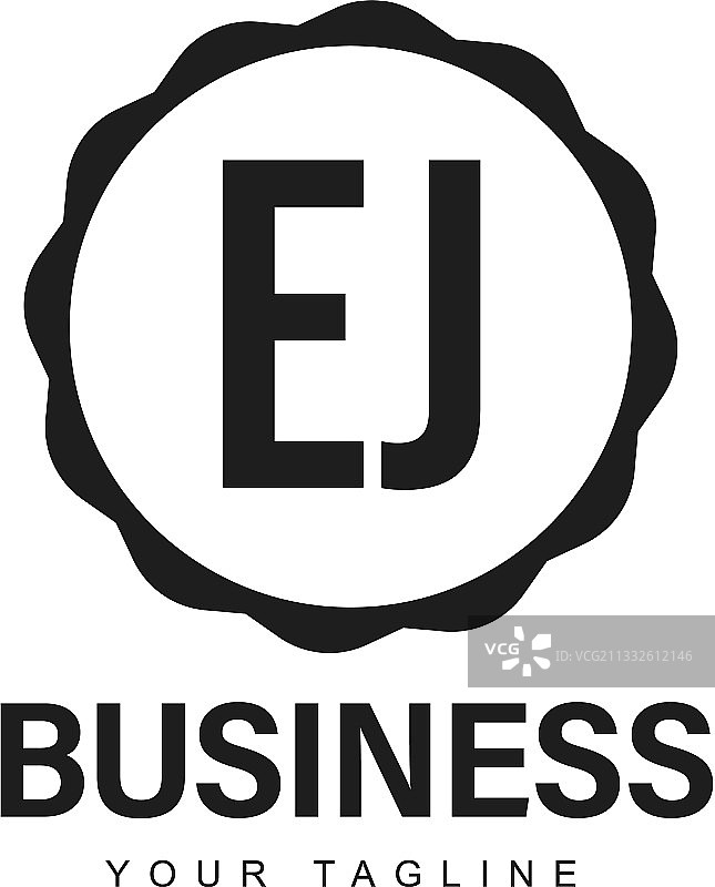 抽象风格的EJ首字母标志设计图片素材