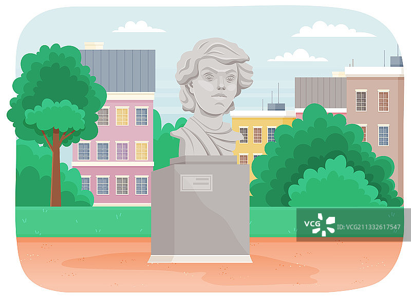 城市公园里的混凝土纪念碑图片素材