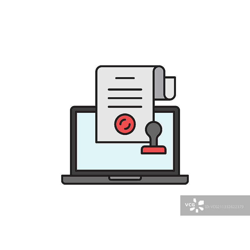 在线电子公证印章彩色线条图标图片素材