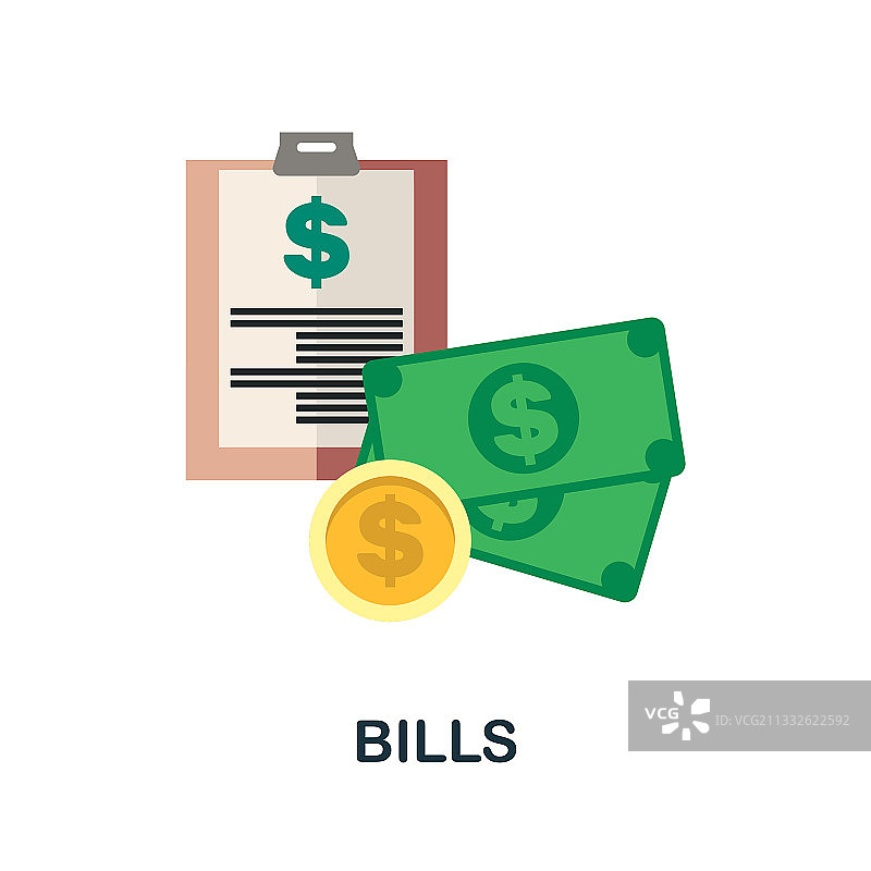 金融科技的账单扁平图标颜色元素图片素材