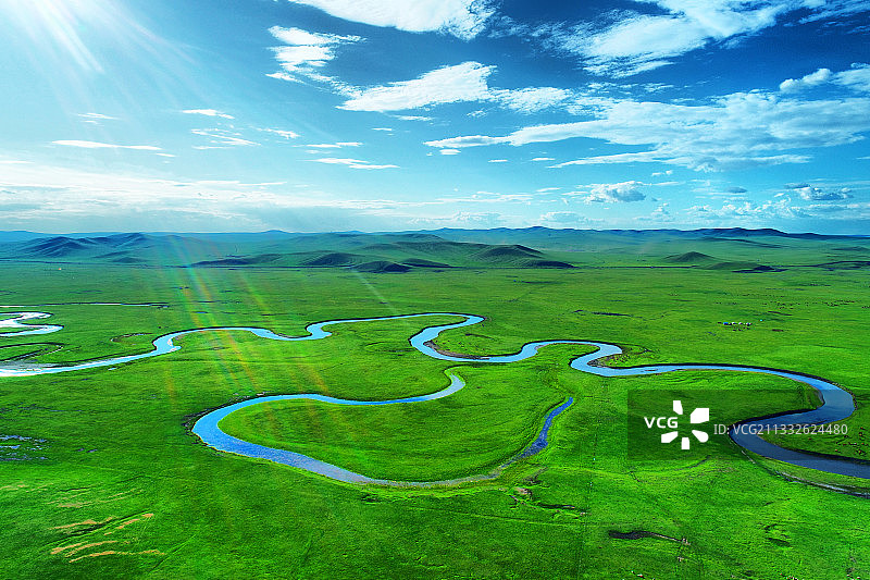 呼伦贝尔草原莫日格勒河风光图片素材