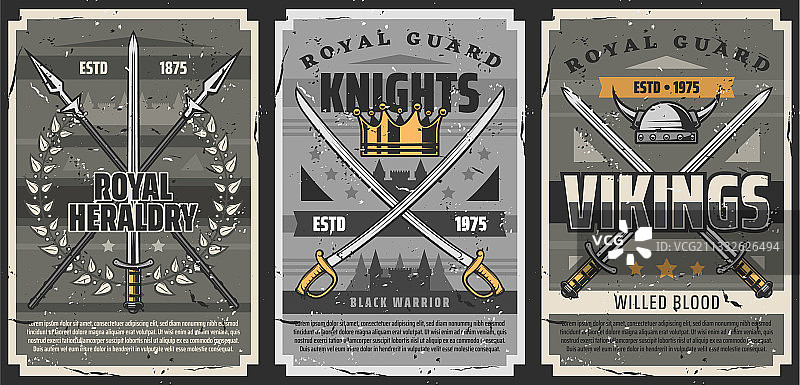 骑士与维京武器：剑、军刀和矛图片素材