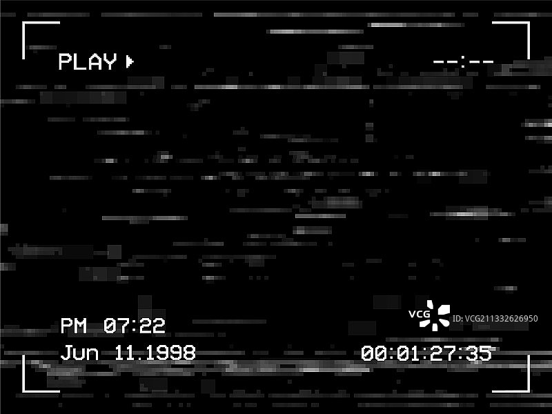 播放VHS录像带噪音故障电视屏幕背景图片素材