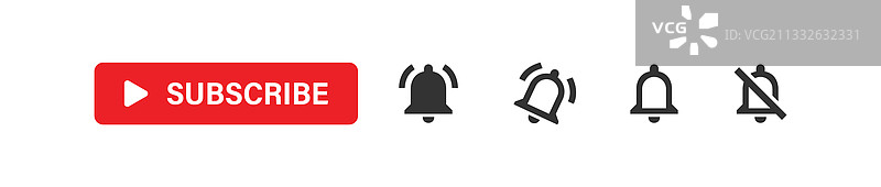 带铃铛通知的订阅红色按钮图片素材