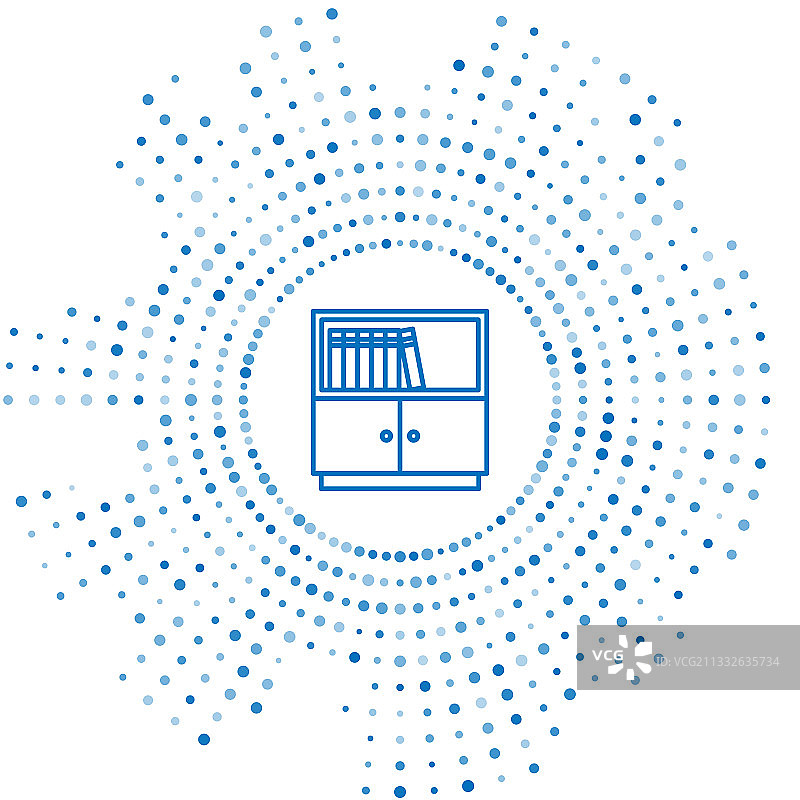 蓝色线的图书馆书架图标孤立在白色图片素材