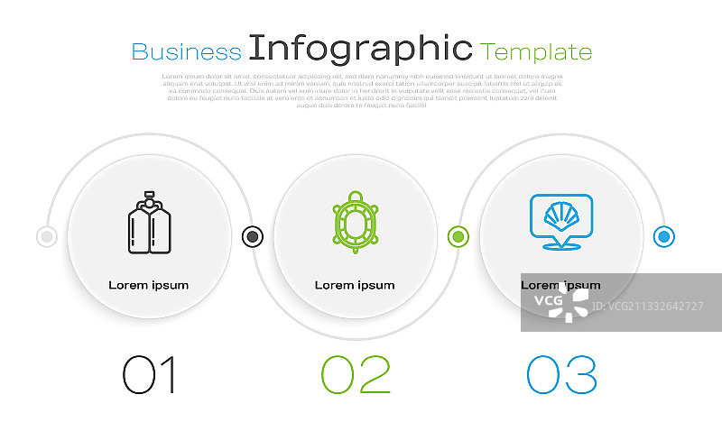 潜水呼吸器、海龟和扇贝海贝壳图片素材