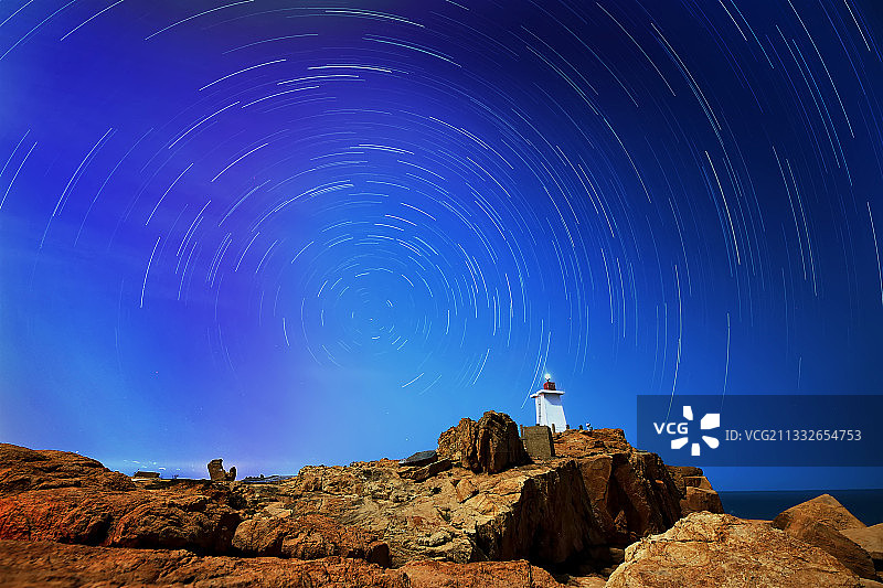 平潭猴研岛星轨图片素材