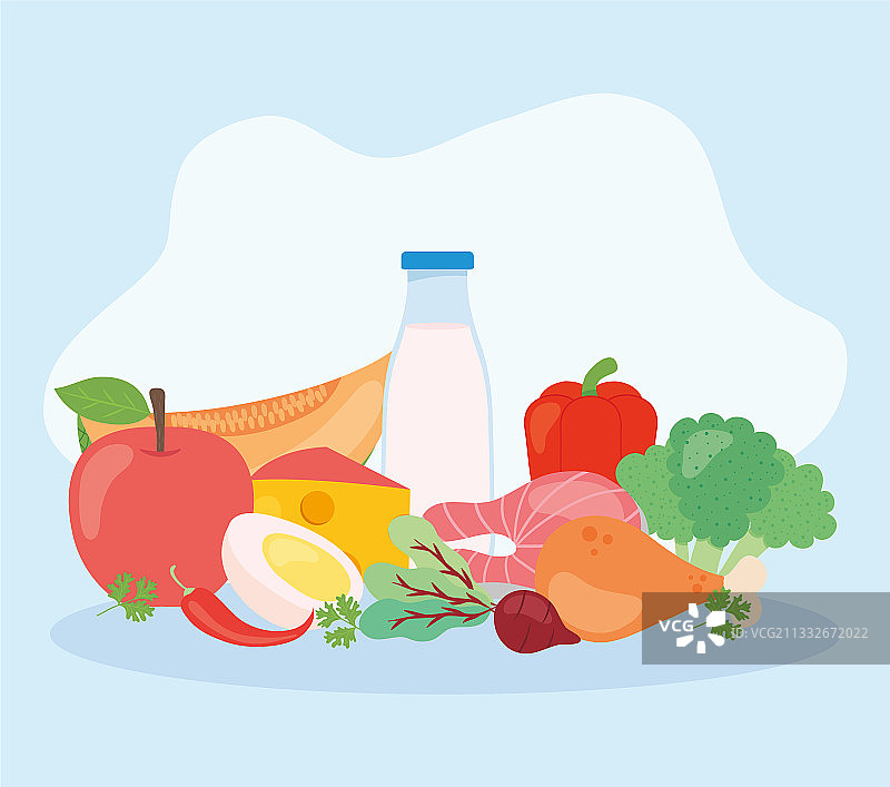 牛奶瓶与健康食品设计图片素材