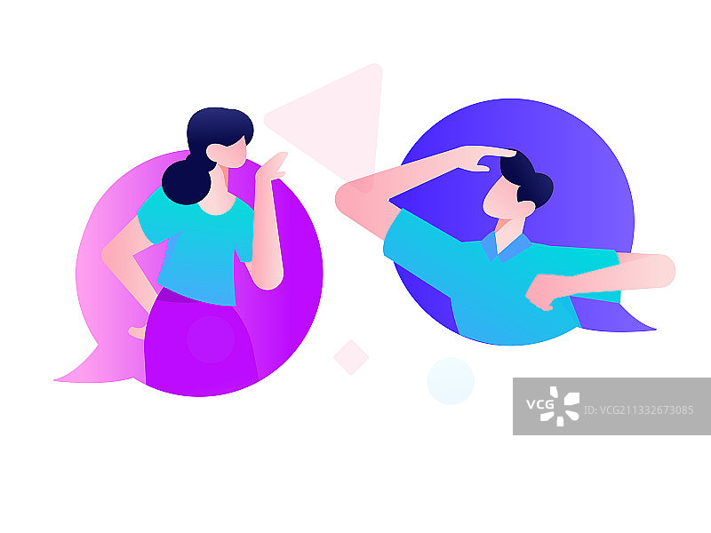 社交聊天的人物扁平矢量概念运营插画图片素材