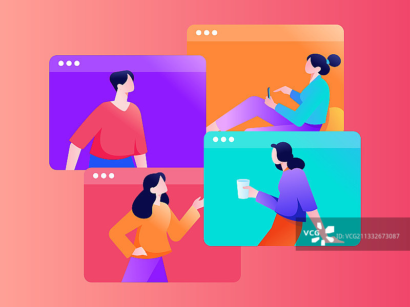 社交聊天的人物扁平矢量概念运营插画图片素材