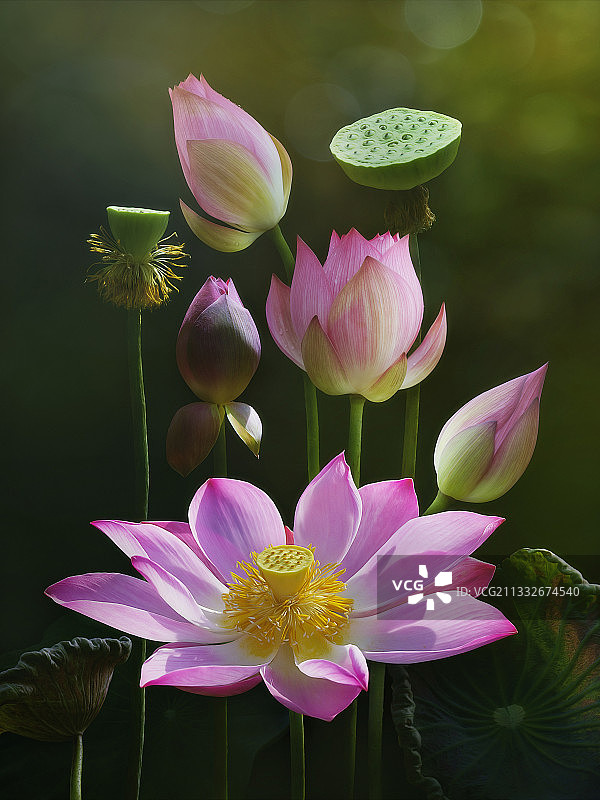 粉红色睡莲的特写图片素材