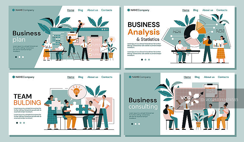 四款商业分析页面模板图片素材