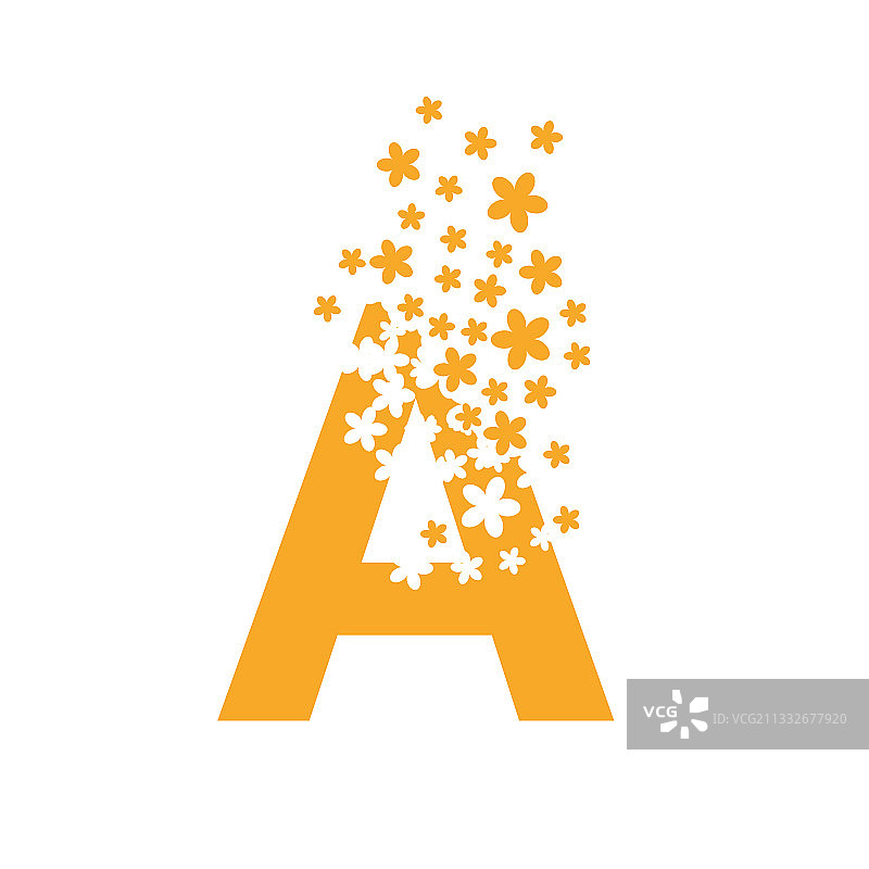 字母A消散成云朵鲜花图片素材