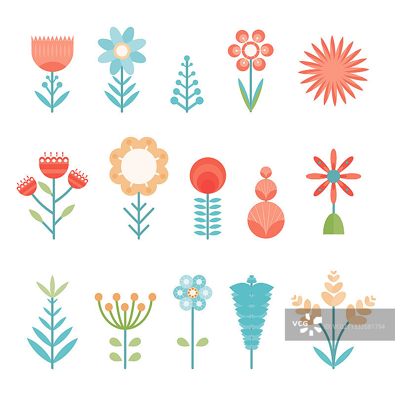 扁平简约彩色花朵图片素材