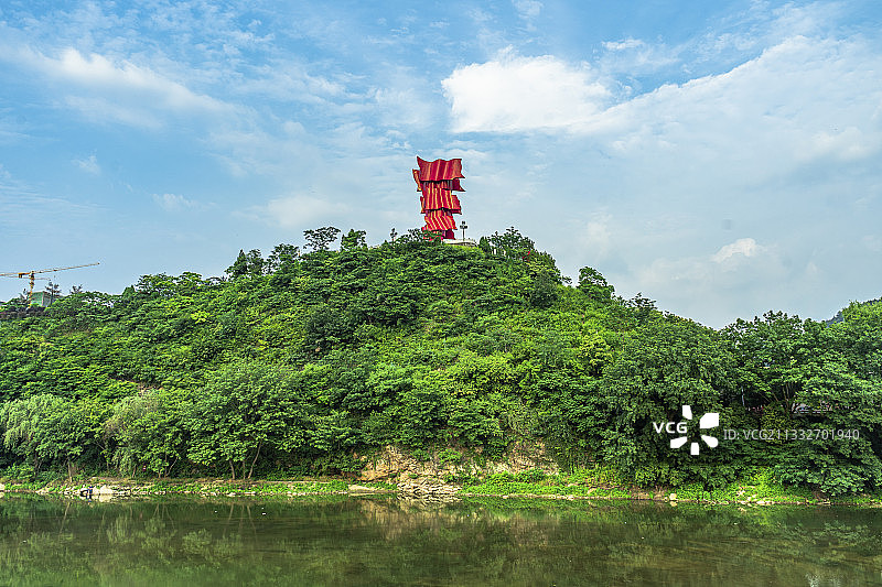 新县，旗飘飘，地标图片素材