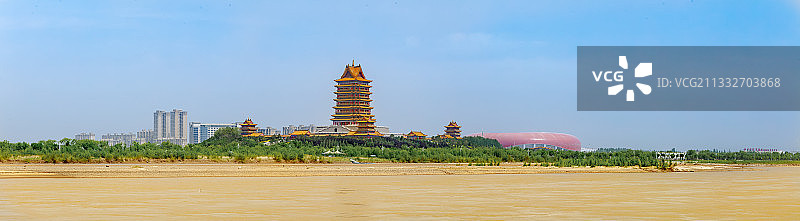 宁夏吴忠黄河楼全景图片素材