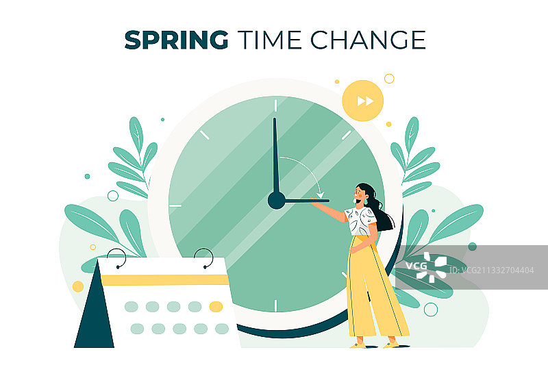 手绘春季时令变换图片素材