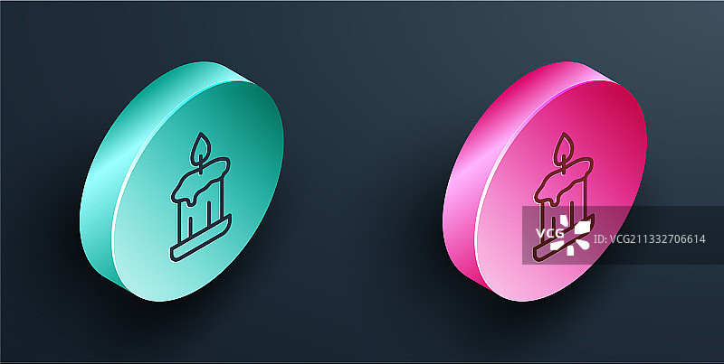 2.5D燃烧的烛台蜡烛图标图片素材