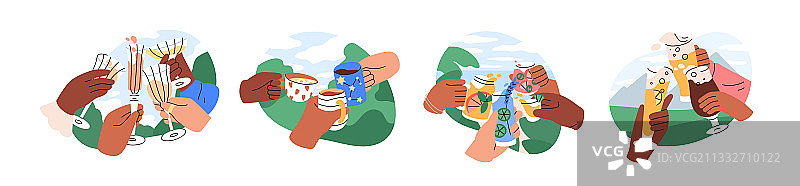 手 holding 眼镜和香槟酒杯图片素材