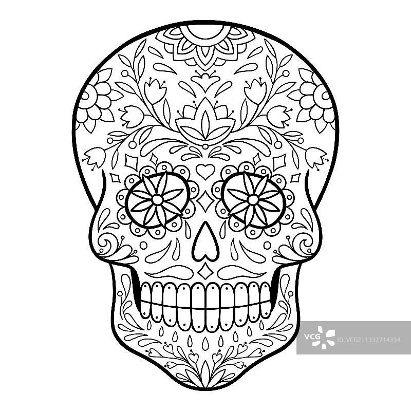 墨西哥骷髅填色页图片素材