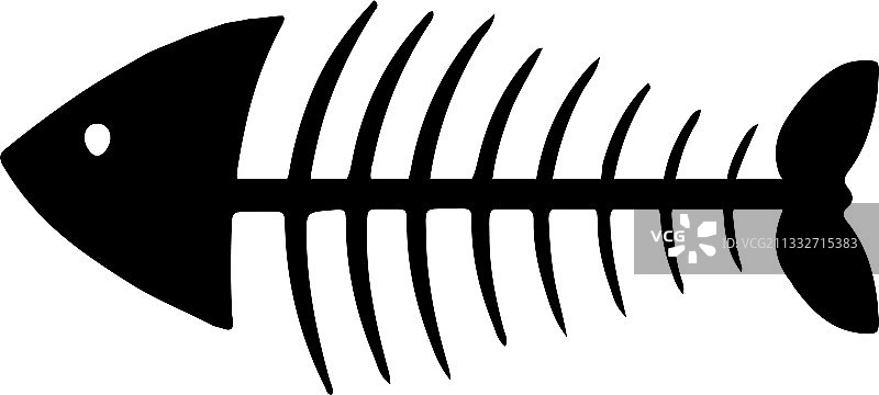 白色背景上的骨骼鱼图标图片素材