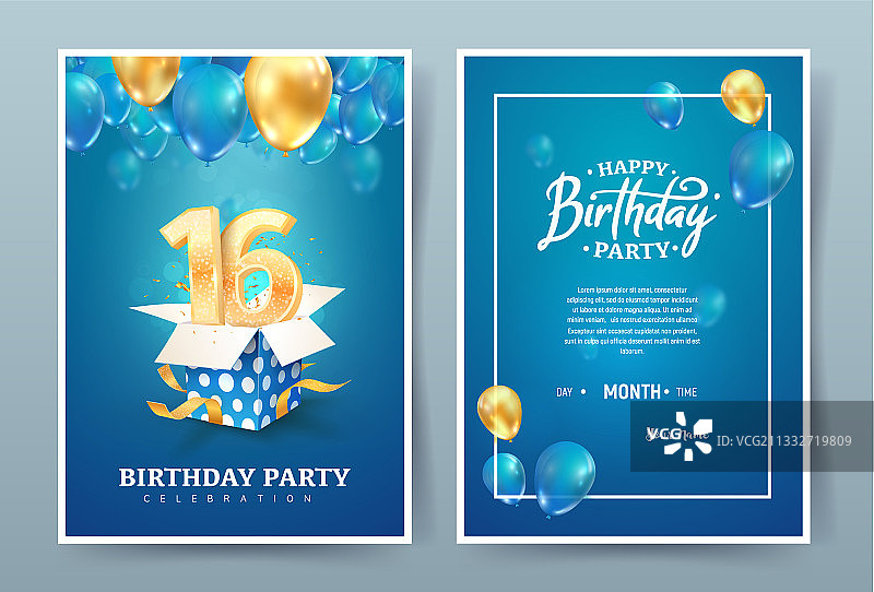 16岁生日邀请双卡图片素材
