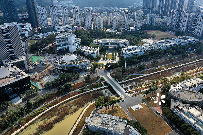广东省深圳市南山区西丽大学城航拍图片素材