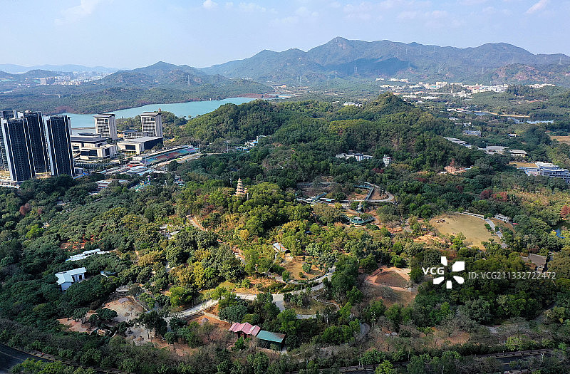 广东省深圳市南山区西丽野生动物园航拍图片素材