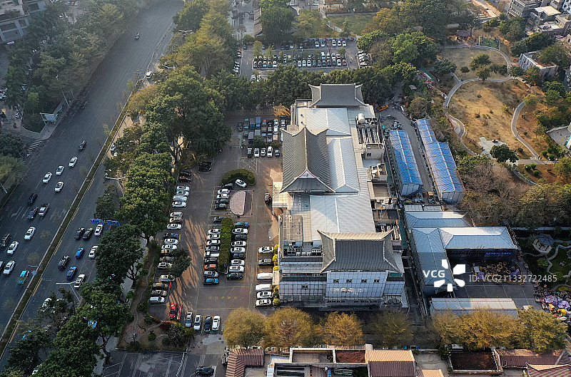 广东省深圳市南山区南头古城与南头中学航拍图片素材