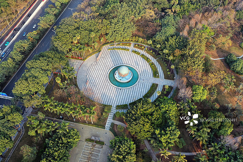 广东省深圳市南山区文体中心荔香公园航拍图片素材