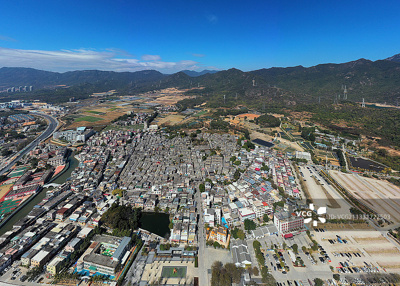 广东省深圳市大鹏新区大鹏所城与较场尾航拍图片素材
